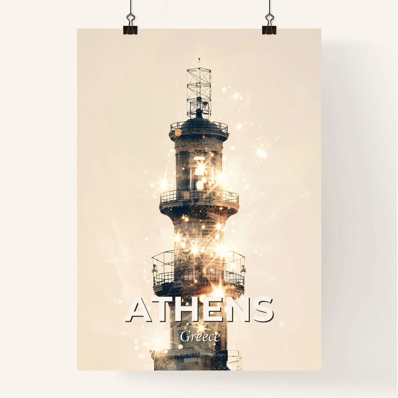 Athens Skyline Double Exposure Majestic Poster Poster