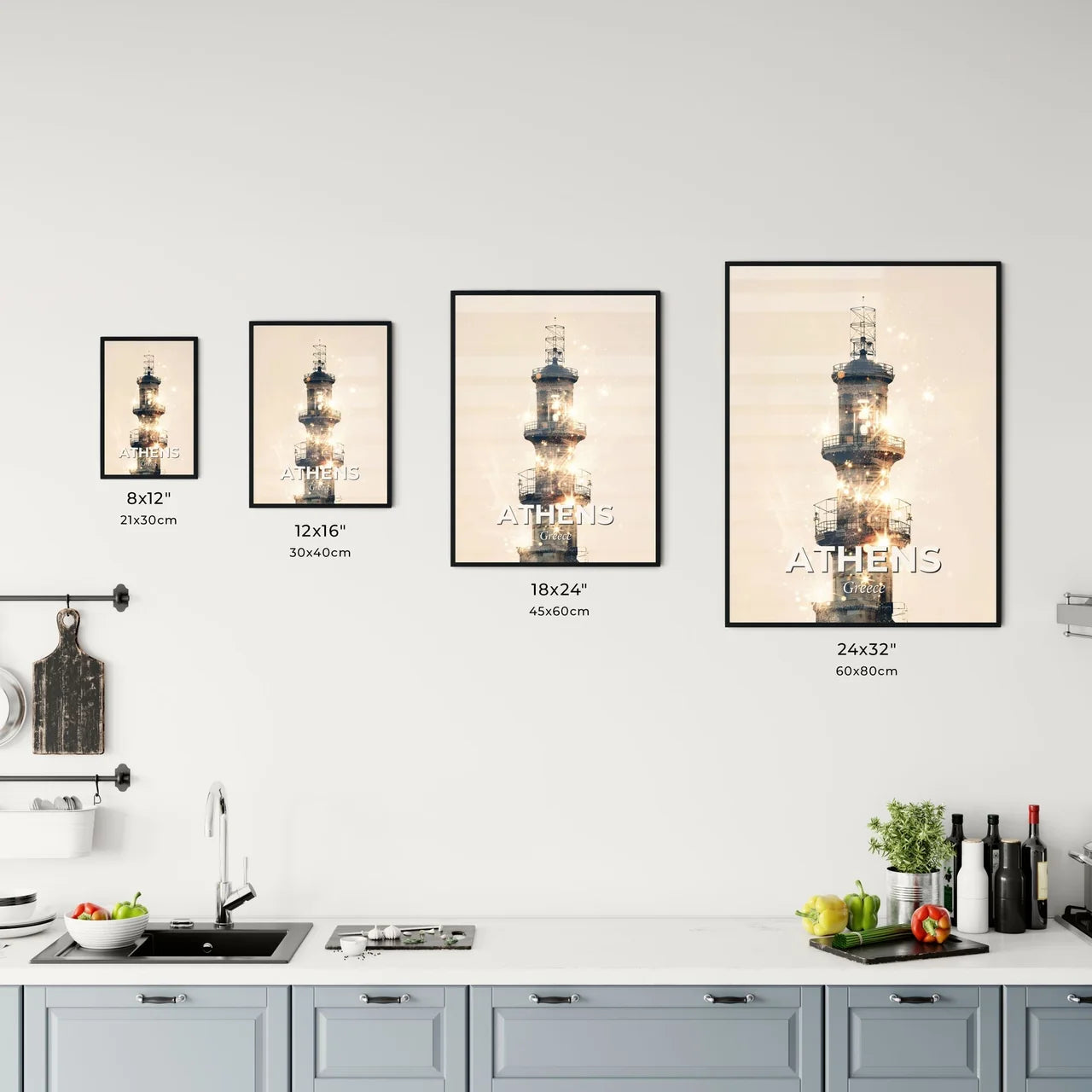 Athens Skyline Double Exposure Majestic Poster Office Art