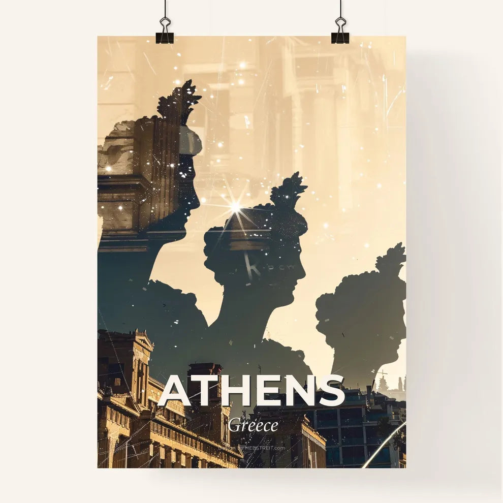 Athens Skyline: City Icons in Silhouette Poster
