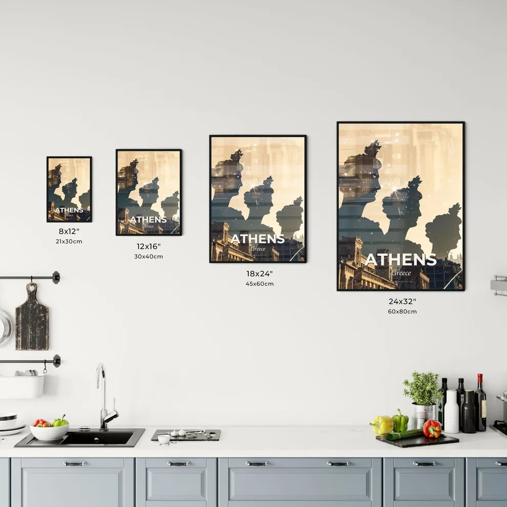 Athens Skyline: City Icons in Silhouette Office Art