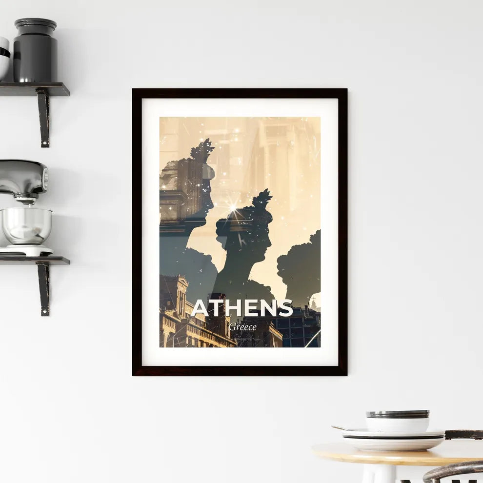 Athens Skyline: City Icons in Silhouette Framed Print