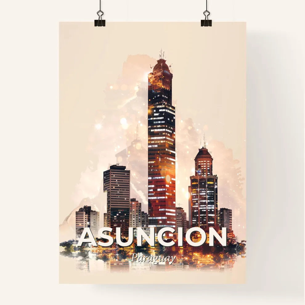 Asuncion City Skyline Composite Poster Art Poster