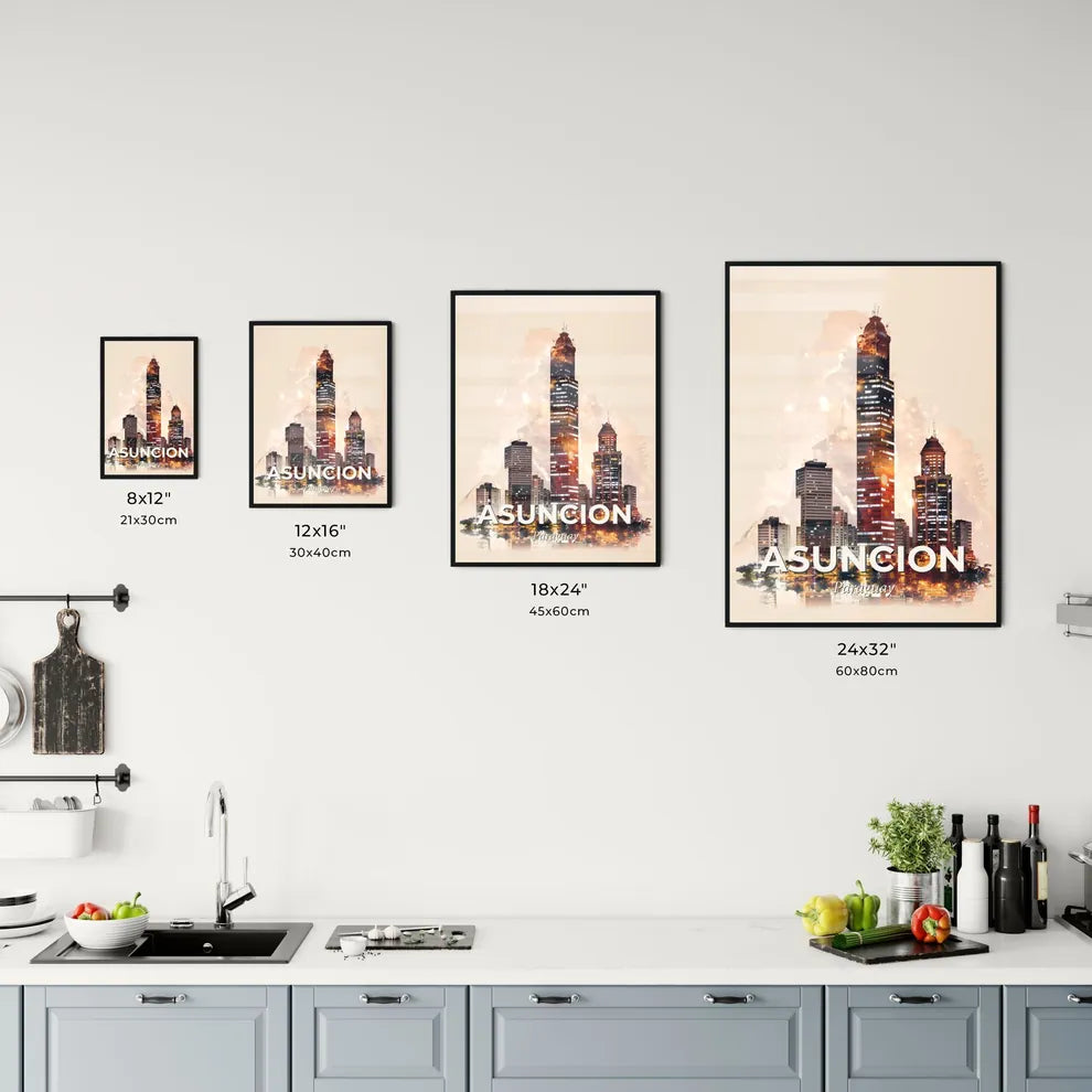 Asuncion City Skyline Composite Poster Art Office Art