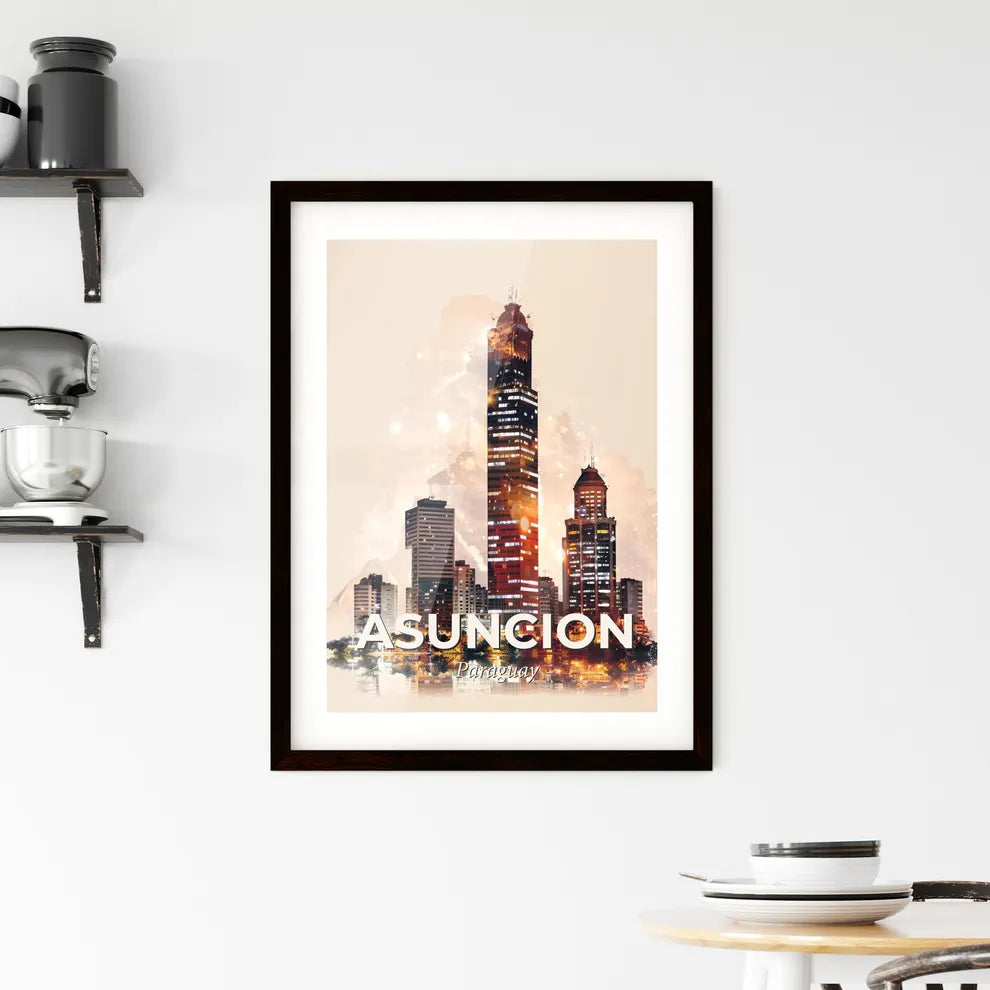 Asuncion City Skyline Composite Poster Art Framed Print