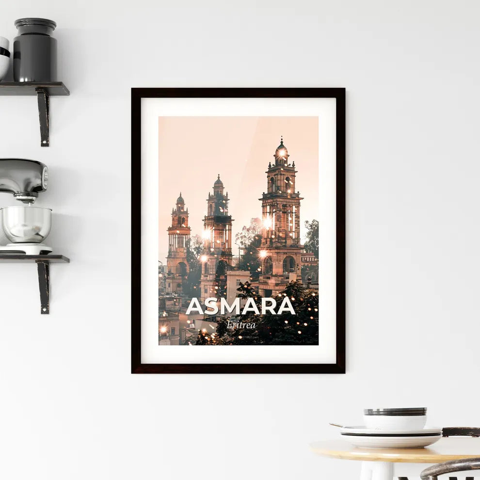 Asmara City Lights Skyline Composite Art Poster Framed Print