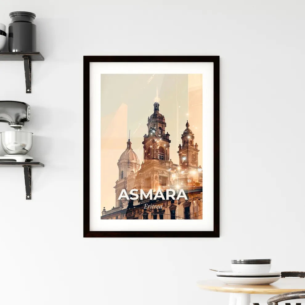 Asmara Eritrea Skyline Double Exposure Composite Art Framed Print