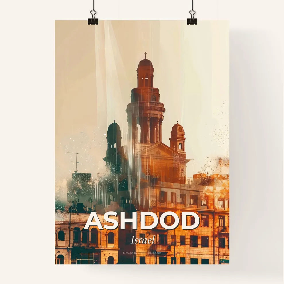 Ashdod Skyline Double Exposure Masterpiece Poster
