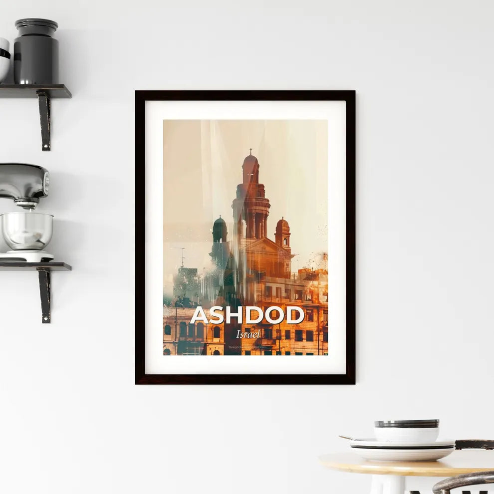 Ashdod Skyline Double Exposure Masterpiece Framed Print