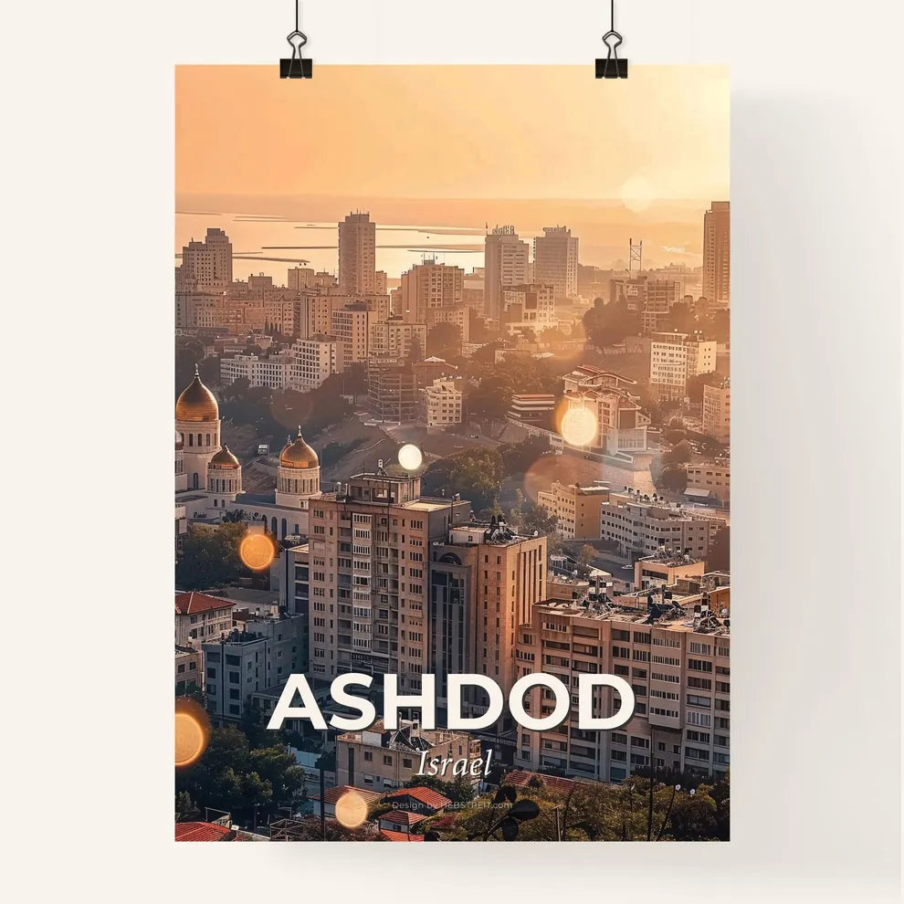 Ashdod Skyline Double Exposure Composite Art Poster
