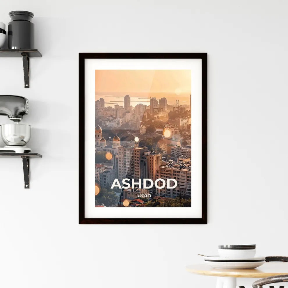 Ashdod Skyline Double Exposure Composite Art Framed Print