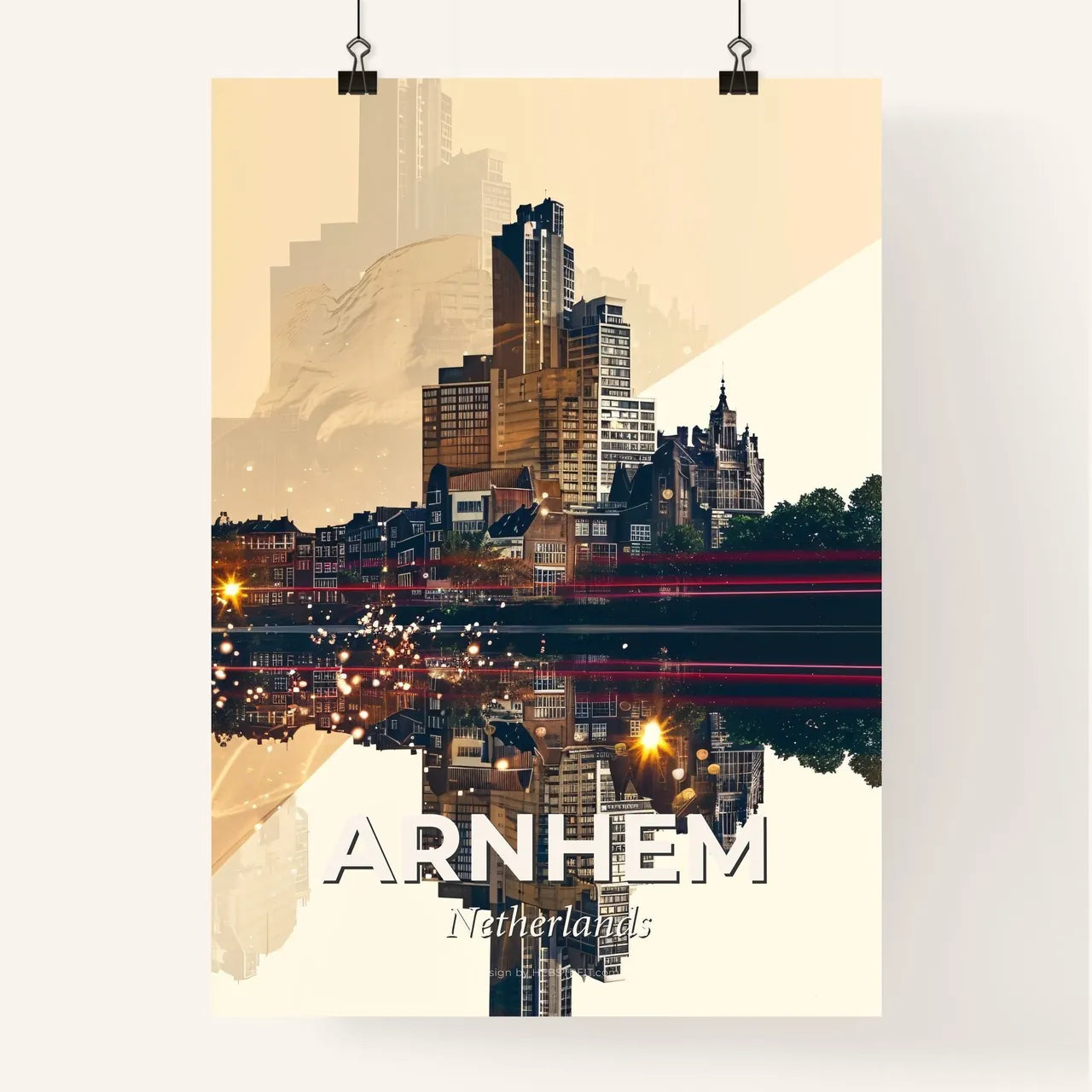 Arnhem Skyline Composite Art Poster, Vibrant and Sparkly Poster