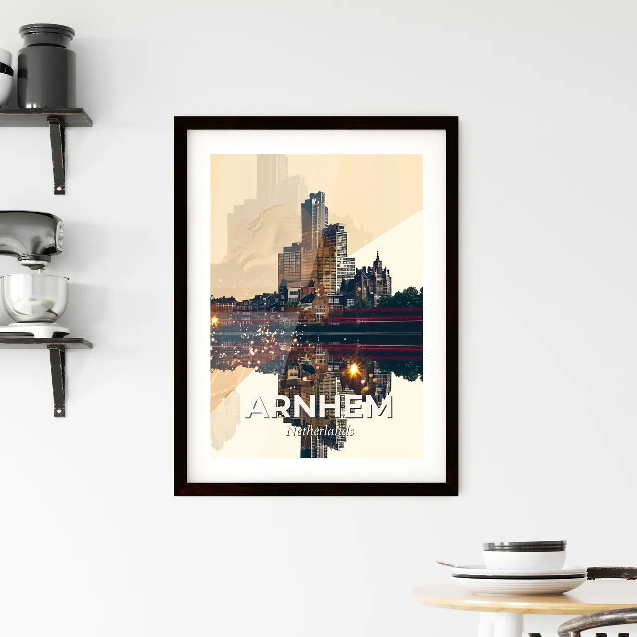 Arnhem Skyline Composite Art Poster, Vibrant and Sparkly Framed Print