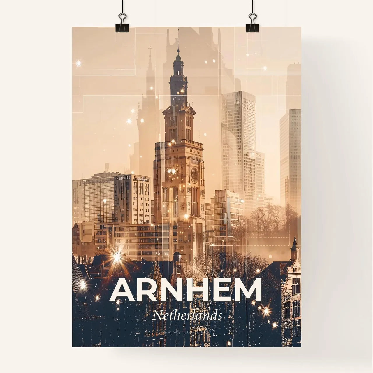 Arnhem Skyline Bright Beige Art Poster Poster