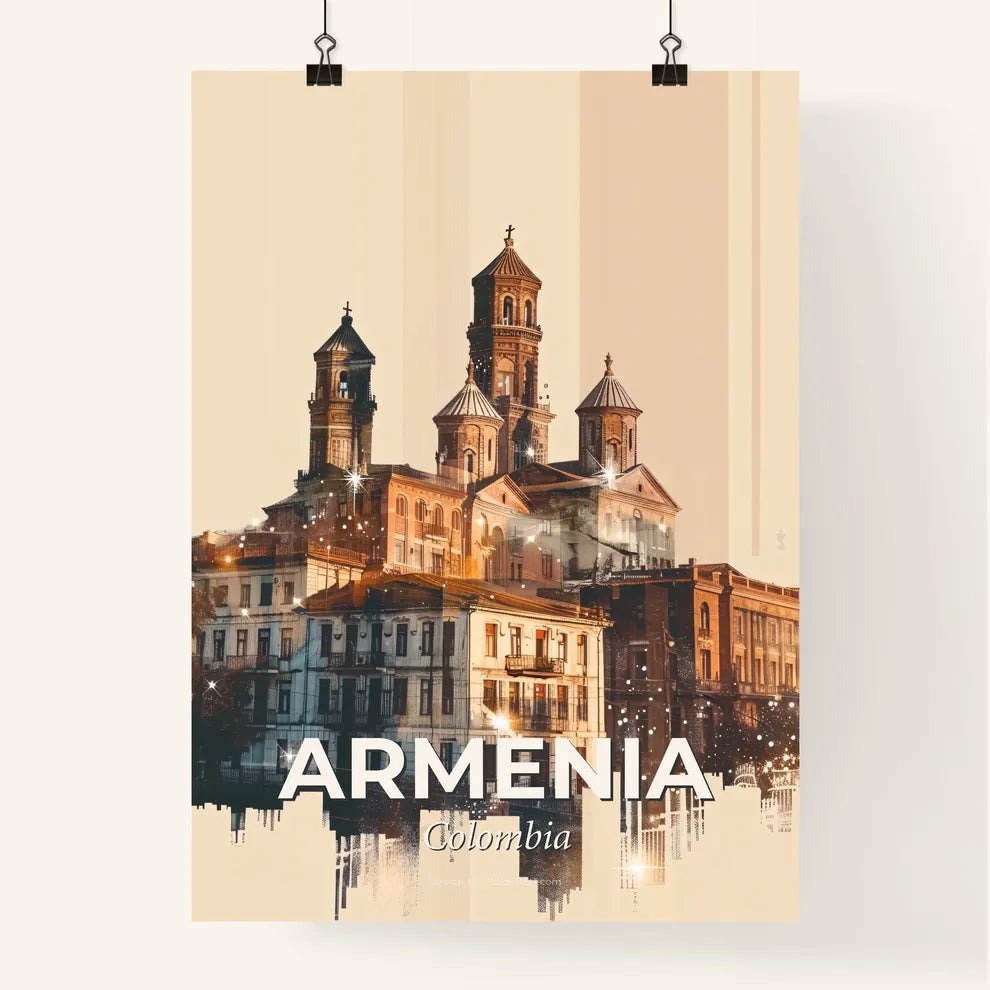 Armenia City Skyline Vintage Double Exposure Poster Poster