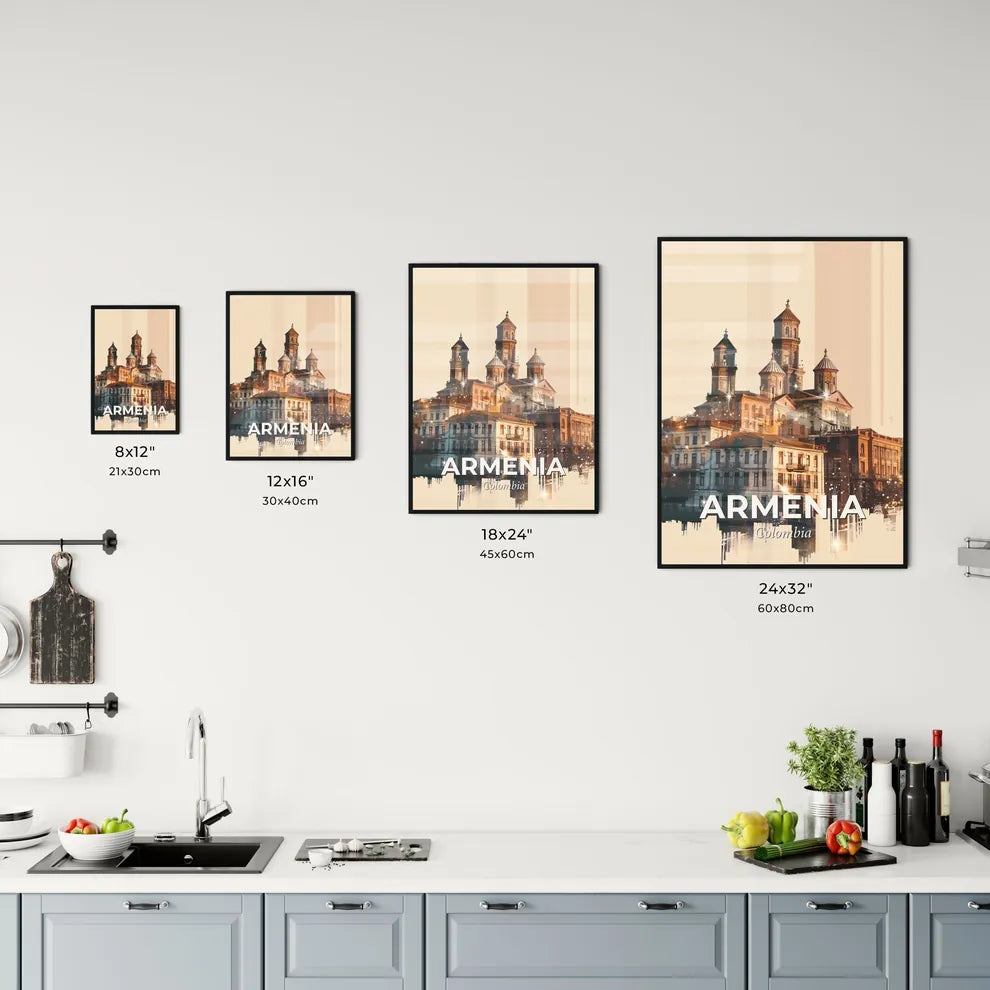 Armenia City Skyline Vintage Double Exposure Poster Office Art