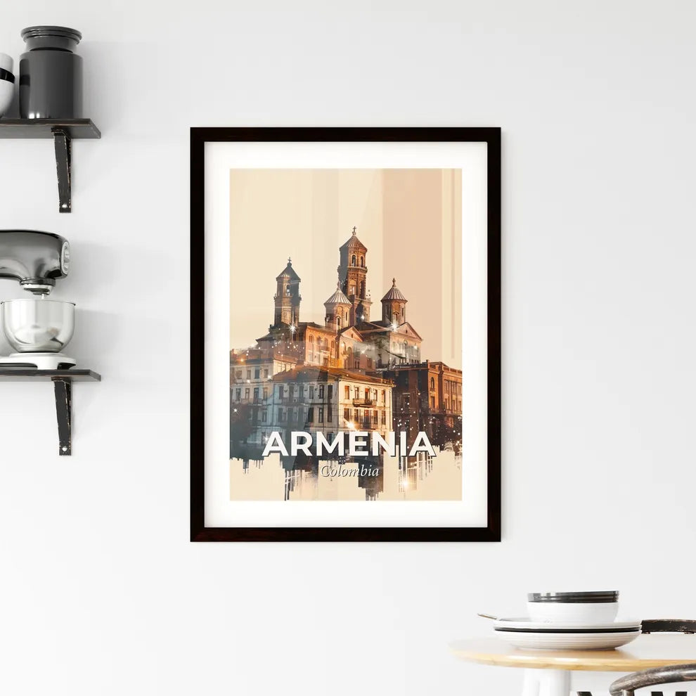 Armenia City Skyline Vintage Double Exposure Poster Framed Print