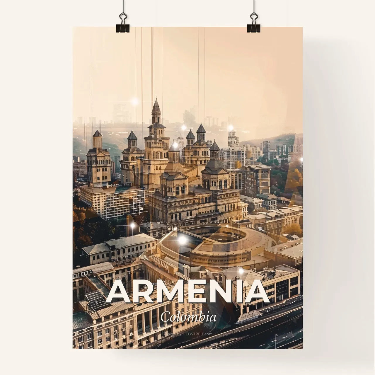 Armenia Skyline Double Exposure Poster Art Poster