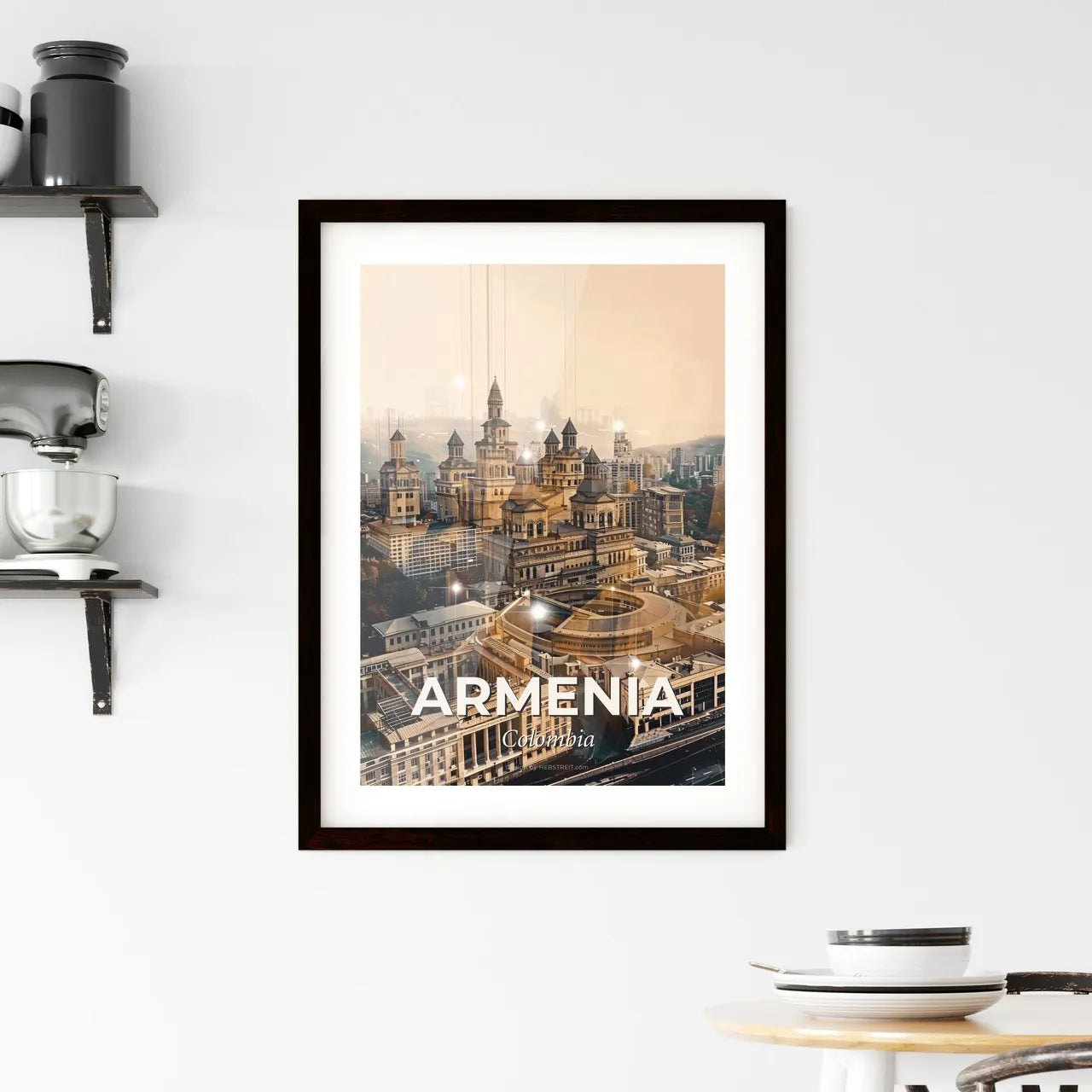 Armenia Skyline Double Exposure Poster Art Framed Print