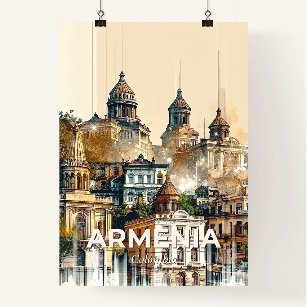 Armenia, Colombia: Skyline and Local Icons Poster Poster