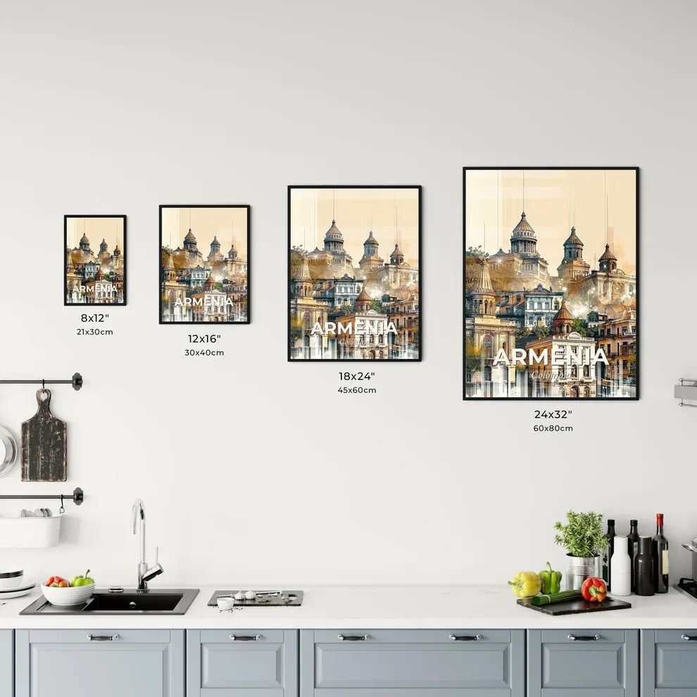 Armenia, Colombia: Skyline and Local Icons Poster Office Art