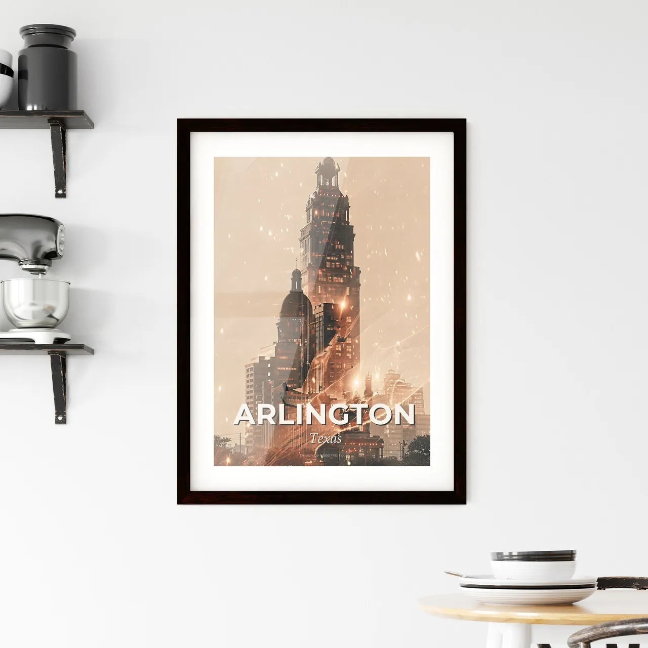 Arlington City Skyline Art Composite Framed Print