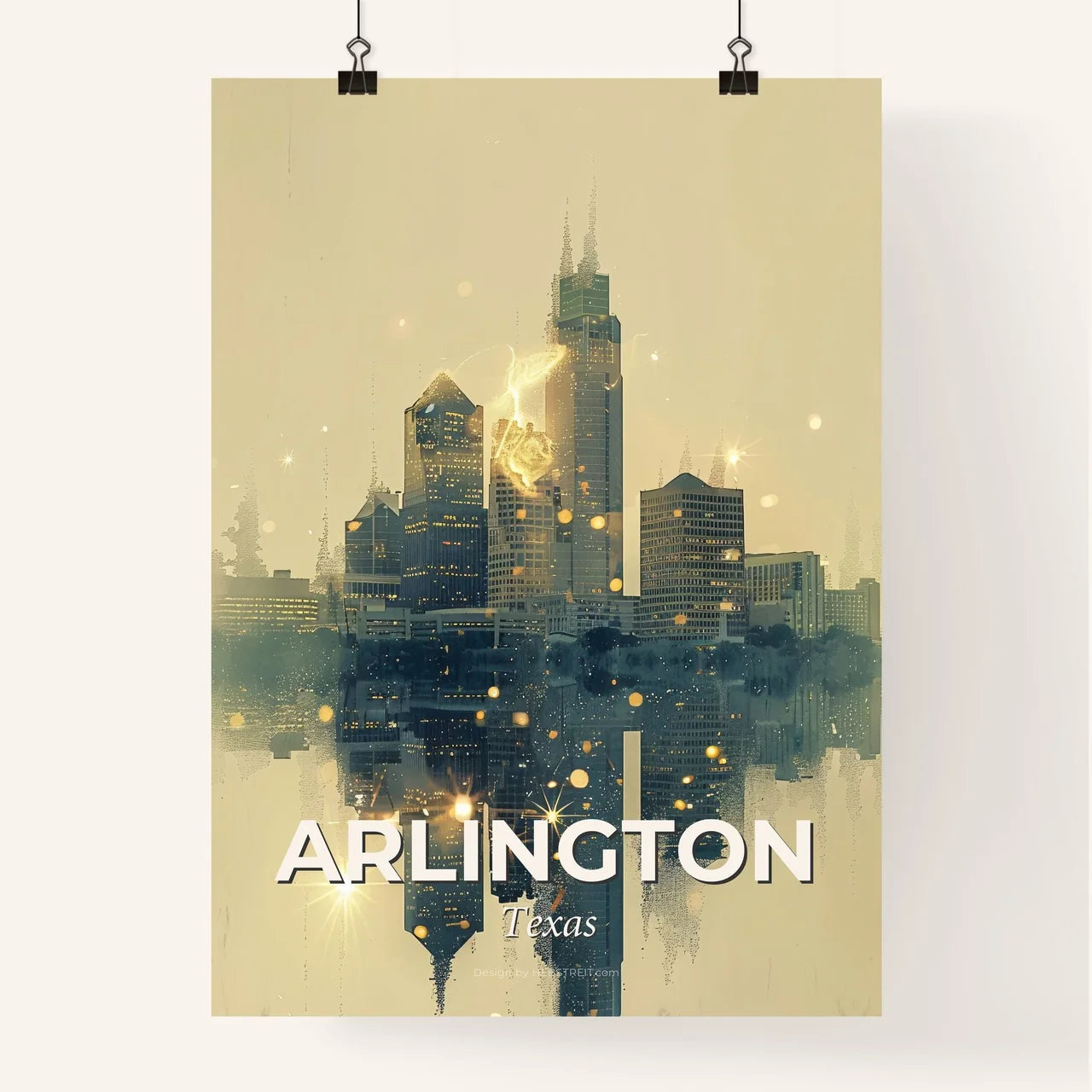Arlington Icons Skyline Double Exposure Composite Poster Poster