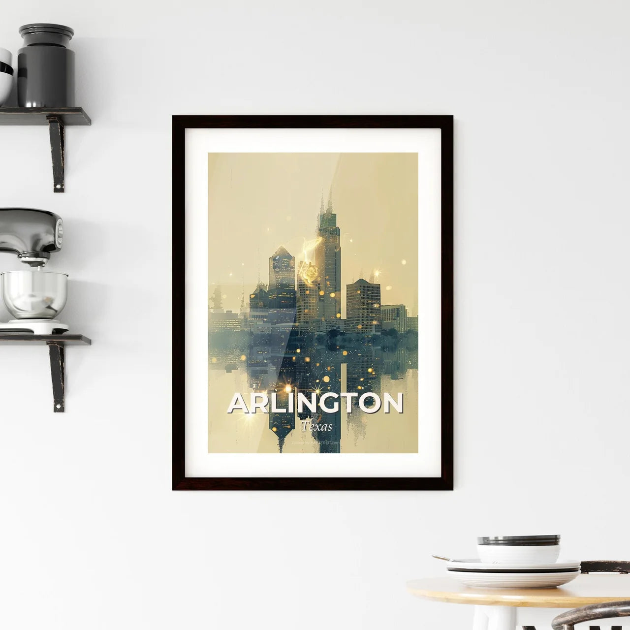 Arlington Icons Skyline Double Exposure Composite Poster Framed Print