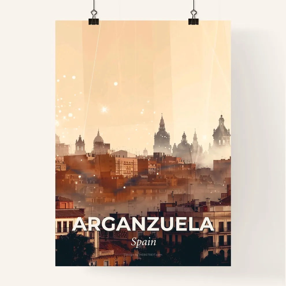 Arganzuela Skyline Composite Art, Bright Beige Paper Poster