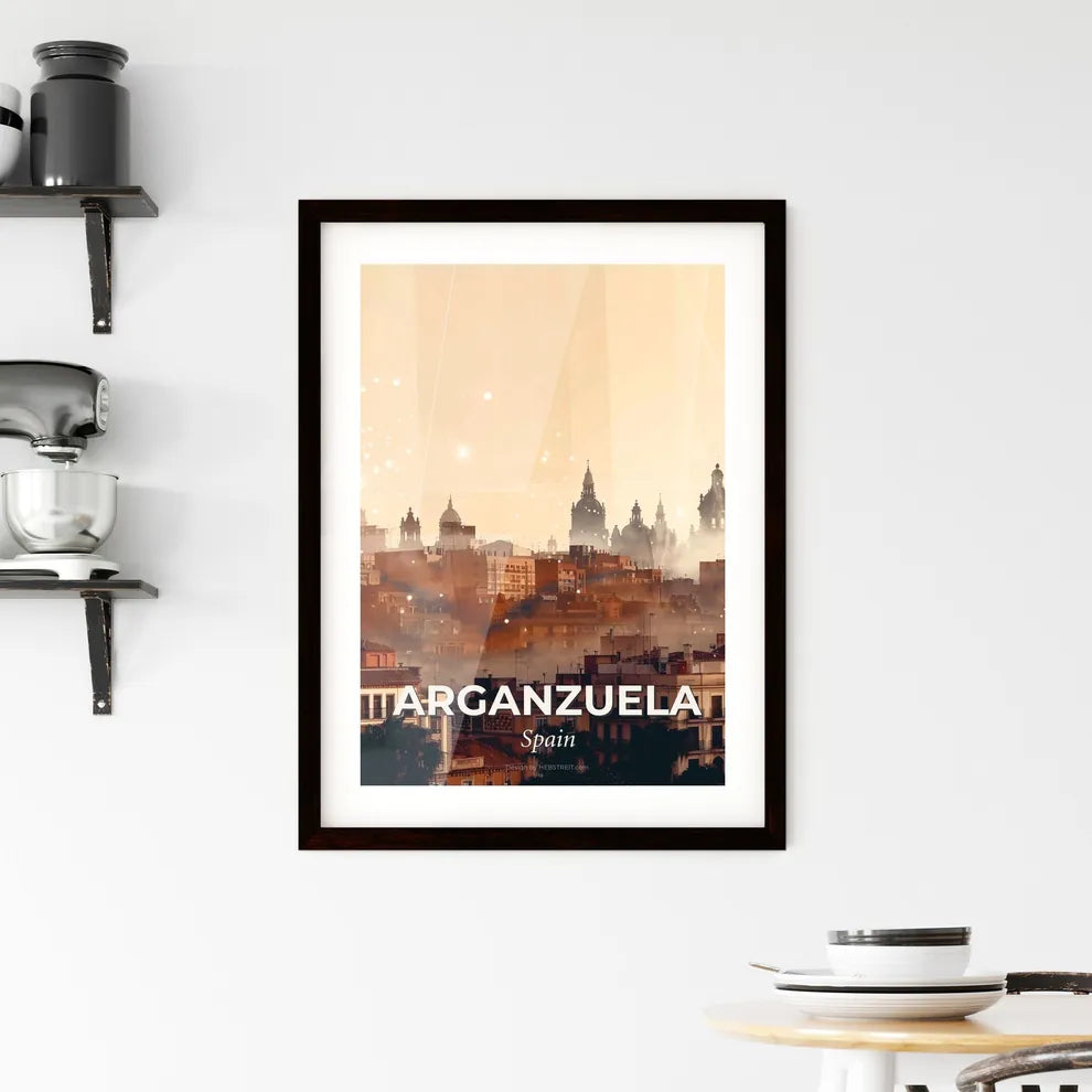 Arganzuela Skyline Composite Art, Bright Beige Paper Framed Print