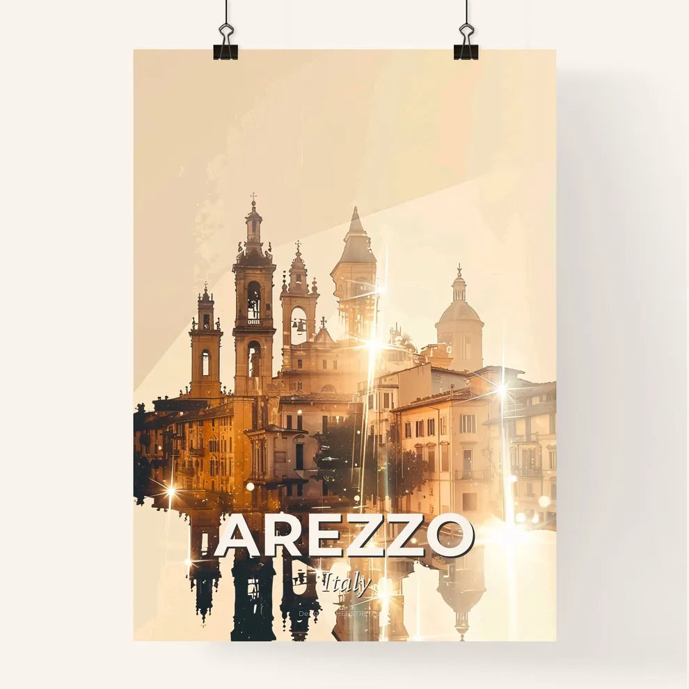 Arezzo City Skyline Double Exposure Art Poster Poster