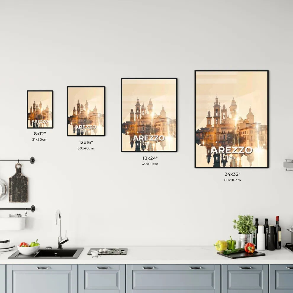 Arezzo City Skyline Double Exposure Art Poster Office Art