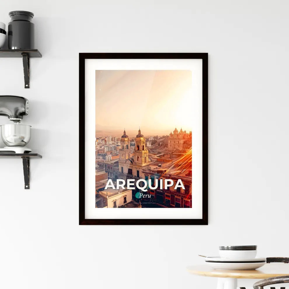 Arequipa: Skyline City Lights Poster Art Framed Print