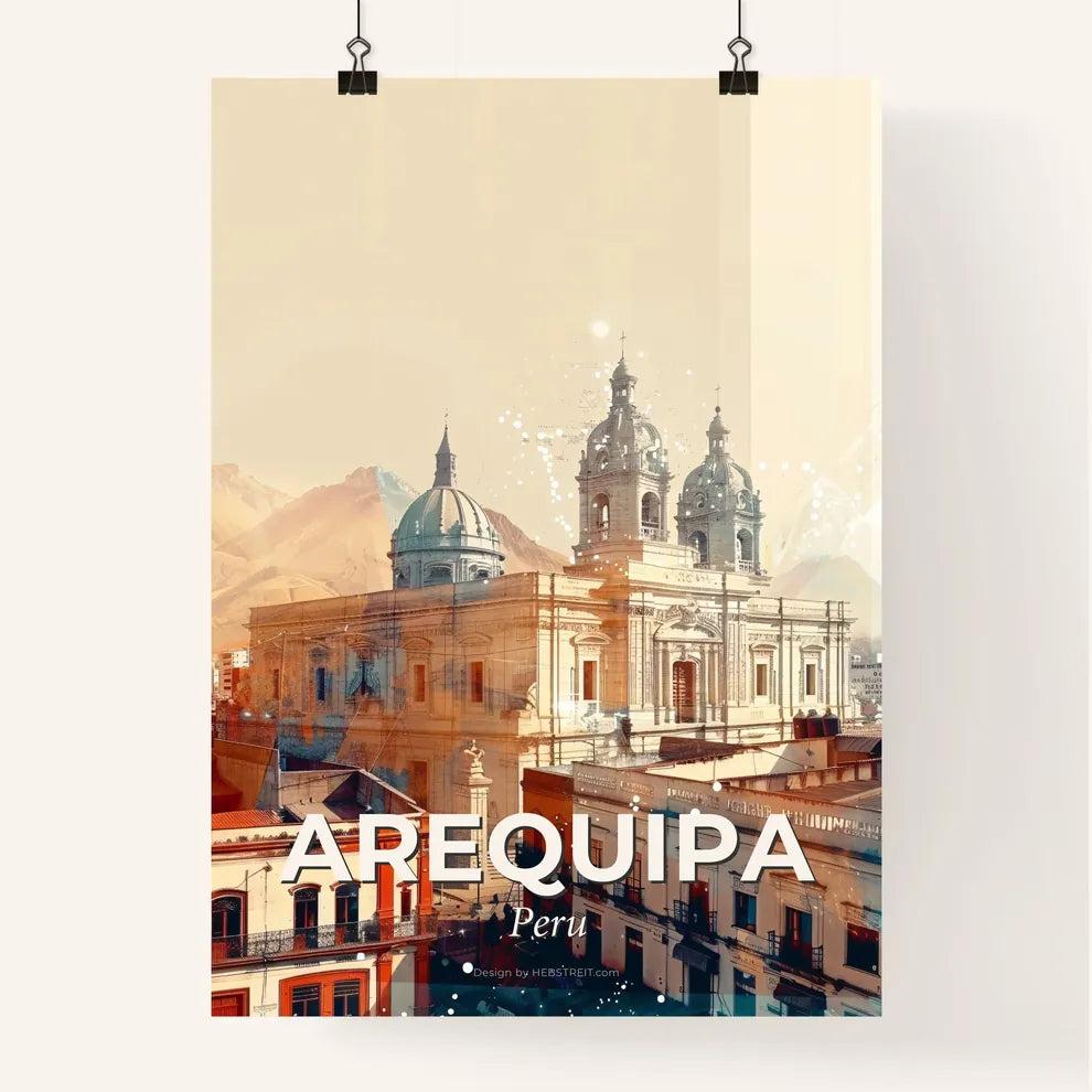 Arequipa City Skyline Pastel Art Poster Poster