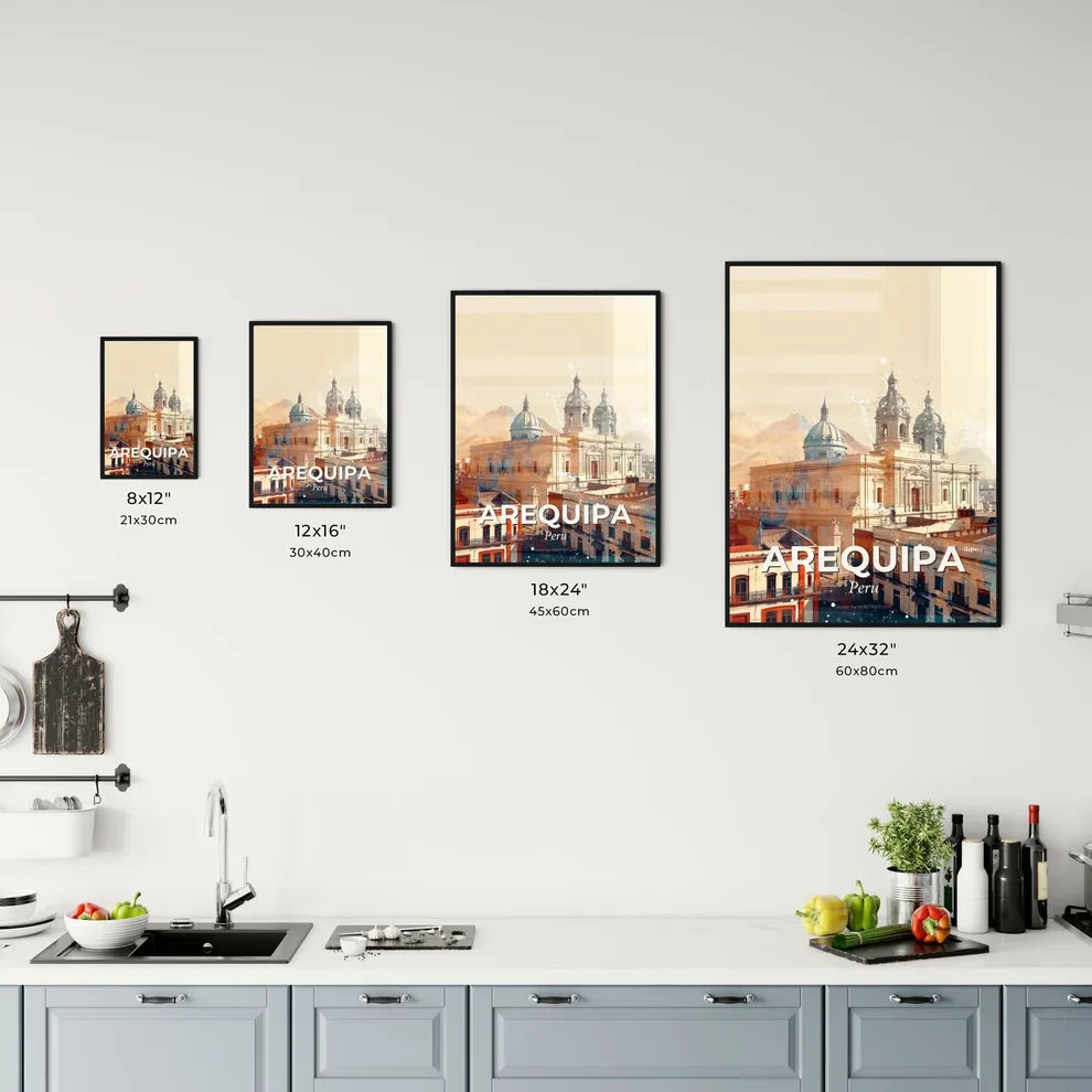 Arequipa City Skyline Pastel Art Poster Office Art