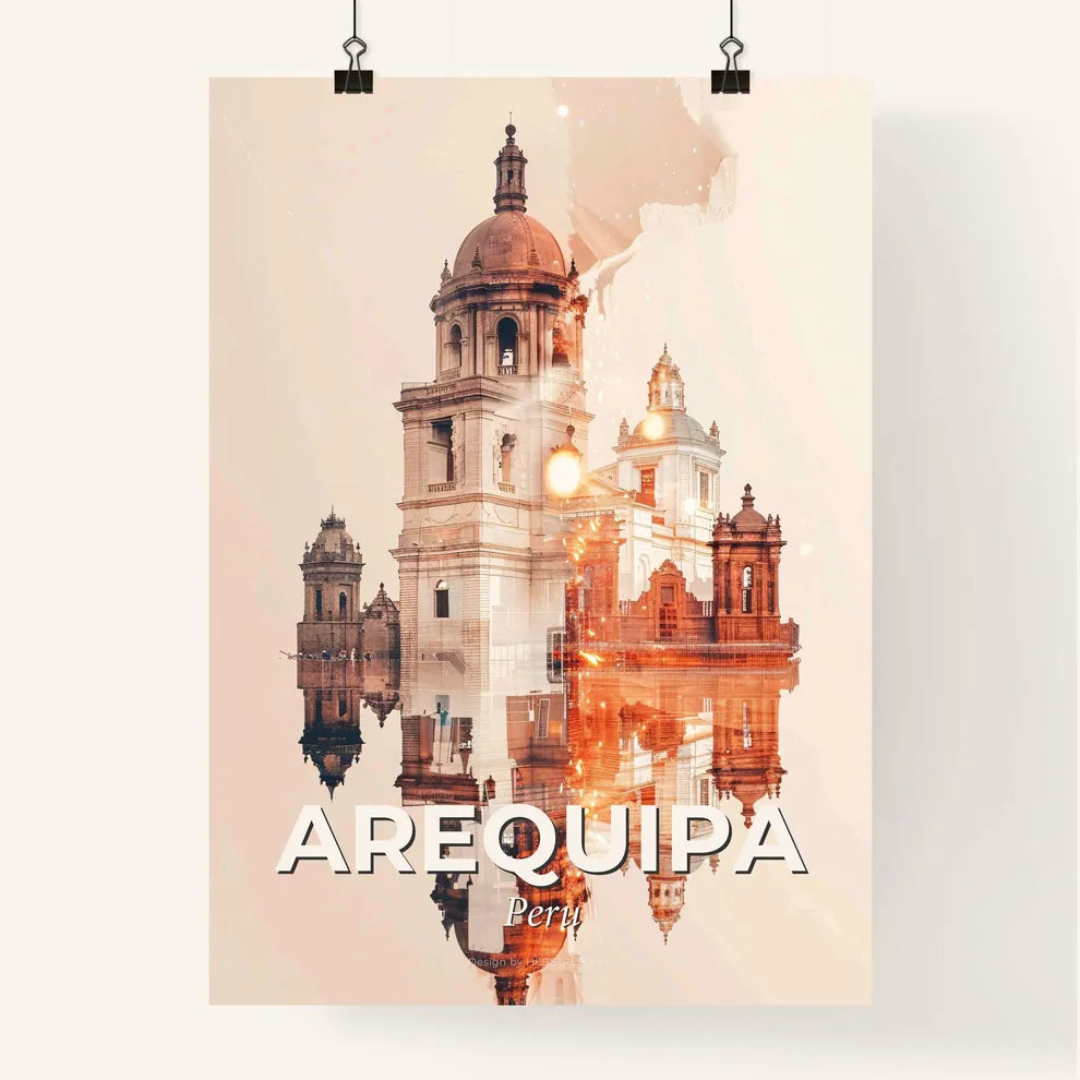 Arequipa Skyline Double Exposure City Poster Art Poster