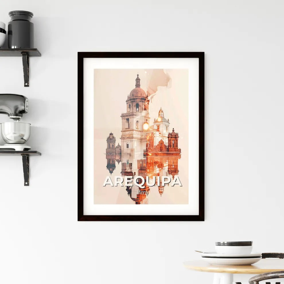 Arequipa Skyline Double Exposure City Poster Art Framed Print
