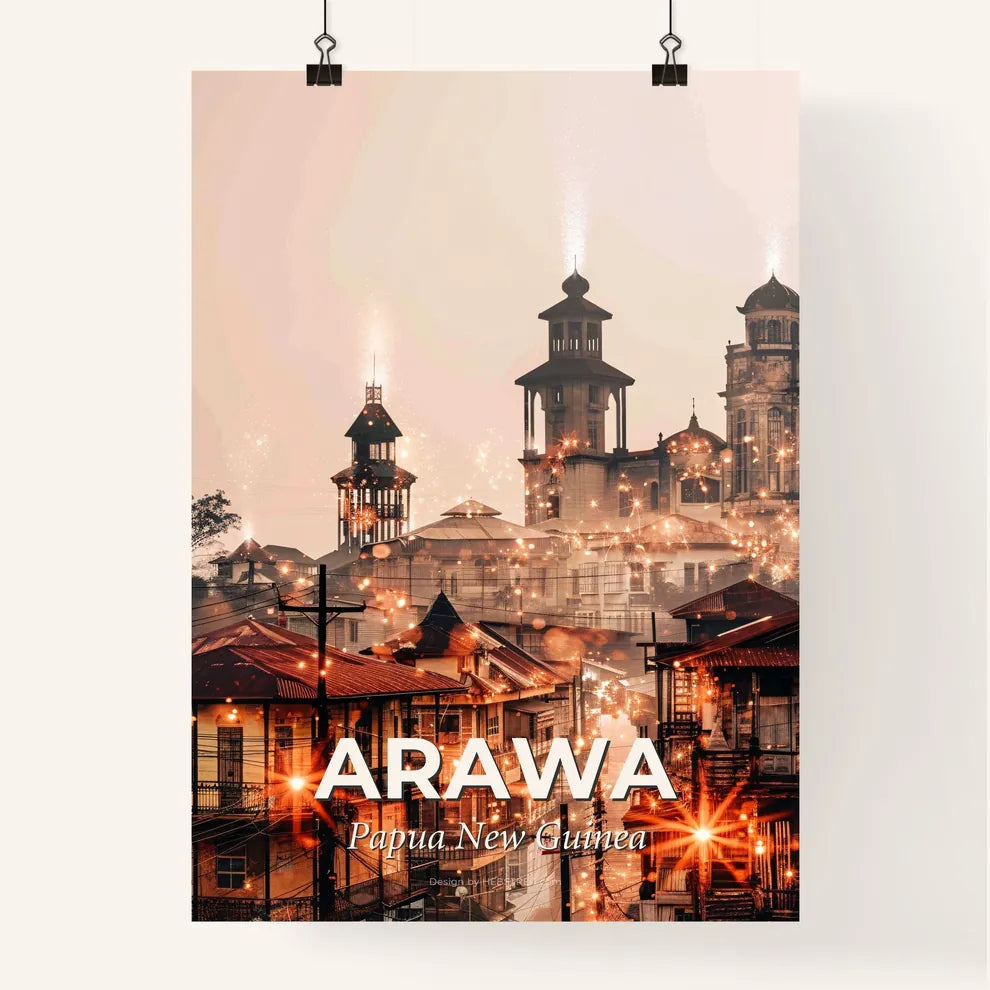 Arawa: Double Exposure Skyline Architecture Art Poster