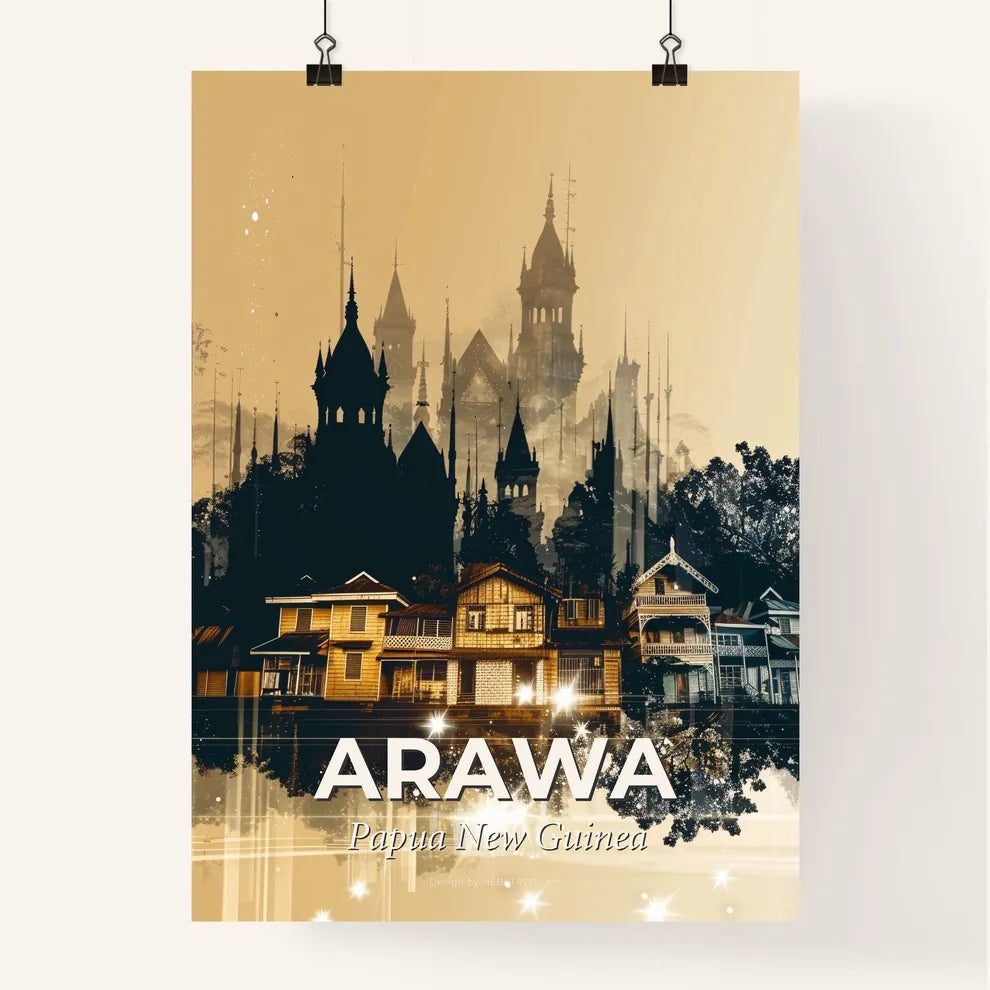 Arawa Double Exposure Art Skyline Tropical Glamour Poster