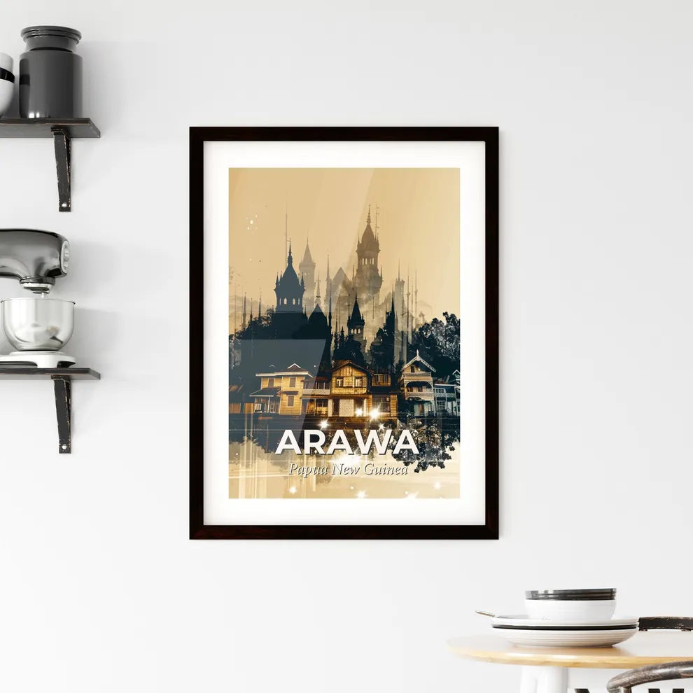 Arawa Double Exposure Art Skyline Tropical Glamour Framed Print