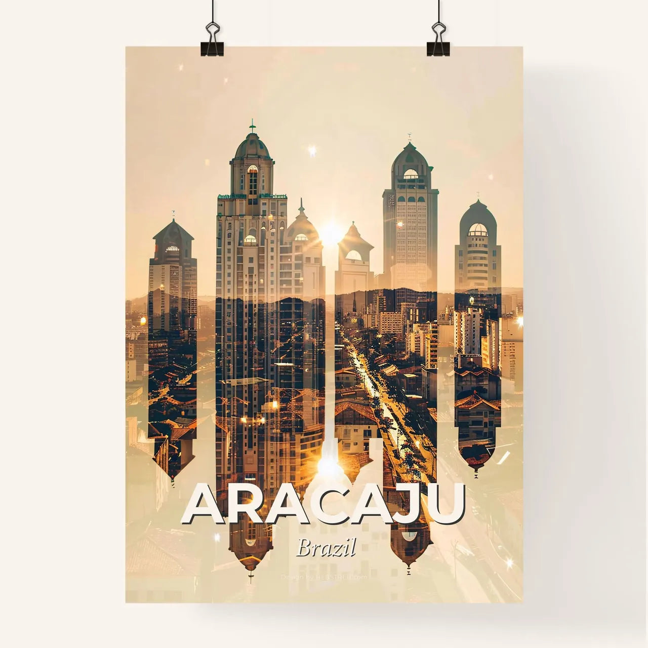 Aracaju Brazil City Skyline Art Deco Panorama Poster