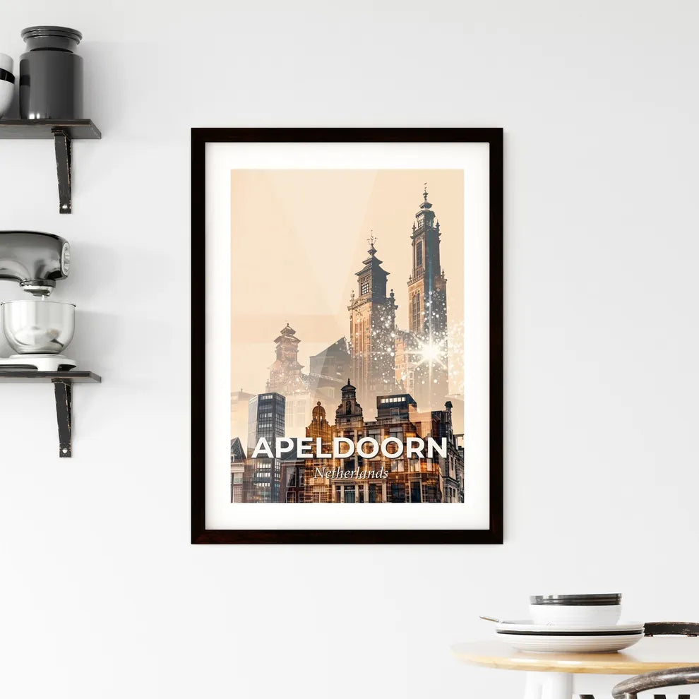 Apeldoorn Cityscape in Dual Hues with Glimmering Lights Framed Print