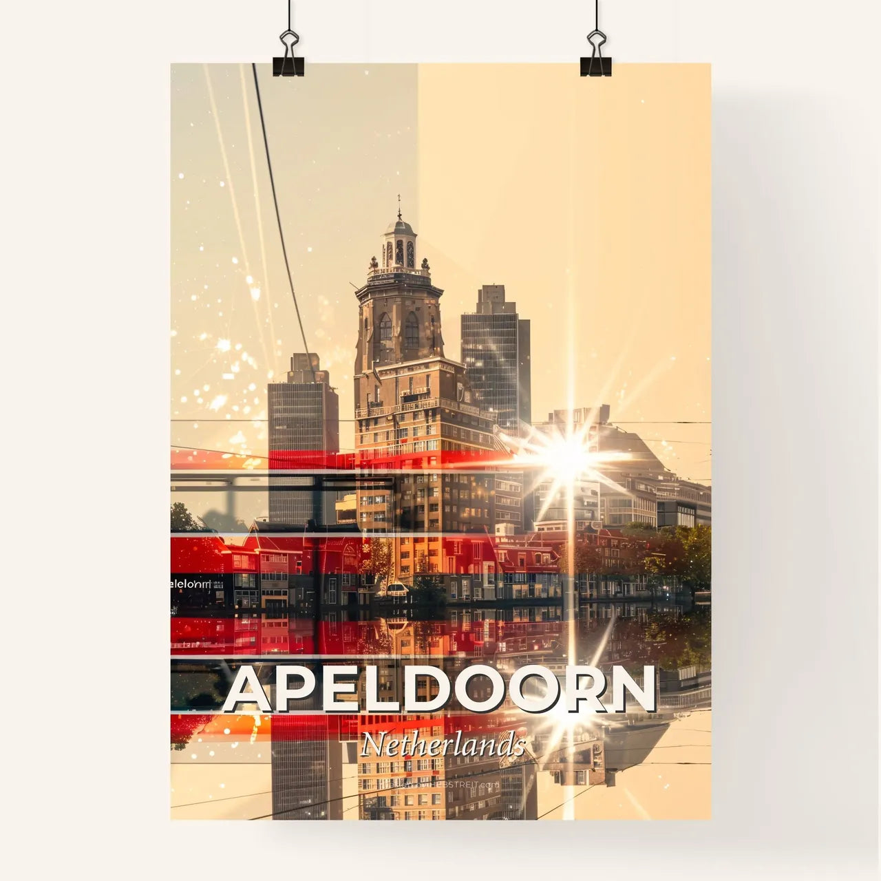Apeldoorn City Silhouette Poster with Local Landmarks Poster