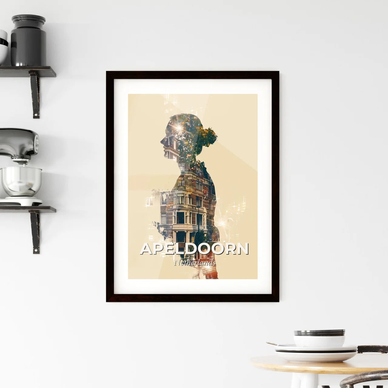 Apeldoorn Skyline City Lights Poster Art Framed Print