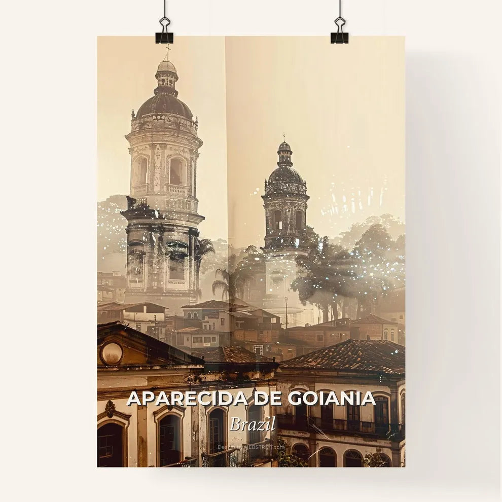 Aparecida de Goiania City Skyline Poster Art with sparkles Poster