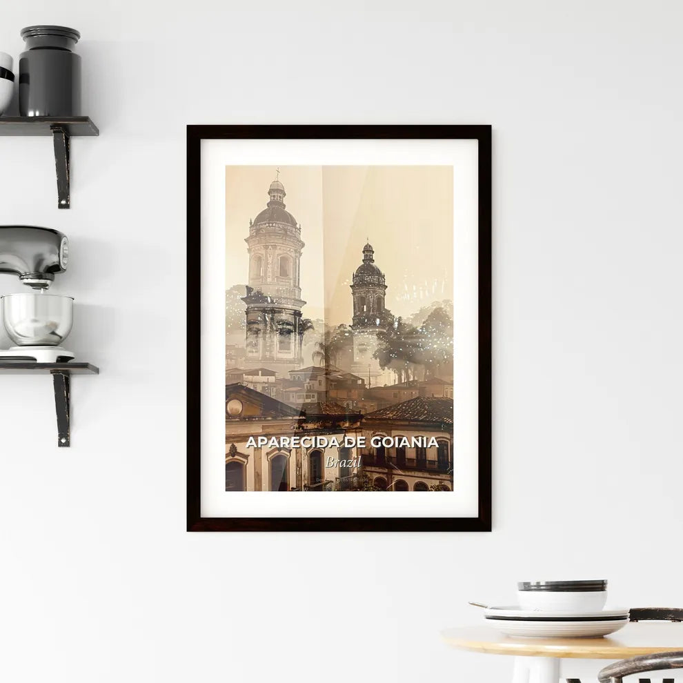 Aparecida de Goiania City Skyline Poster Art with sparkles Framed Print