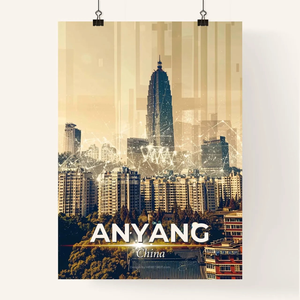 Anyang Skyline Bright Beige Poster Poster