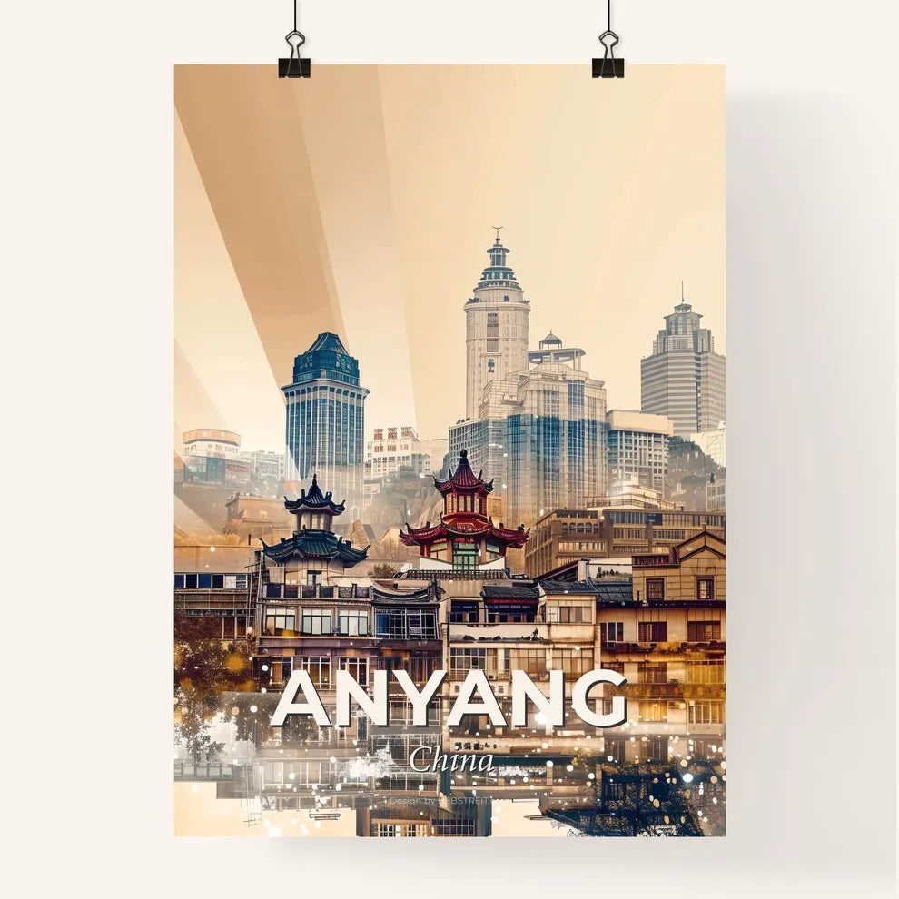 Anyang Cityscape Poster: Bright Beige With Subtle Backlights Poster
