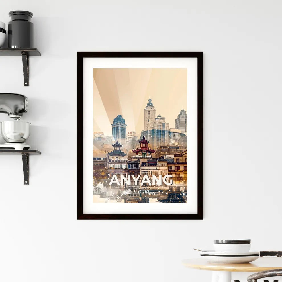 Anyang Cityscape Poster: Bright Beige With Subtle Backlights Framed Print