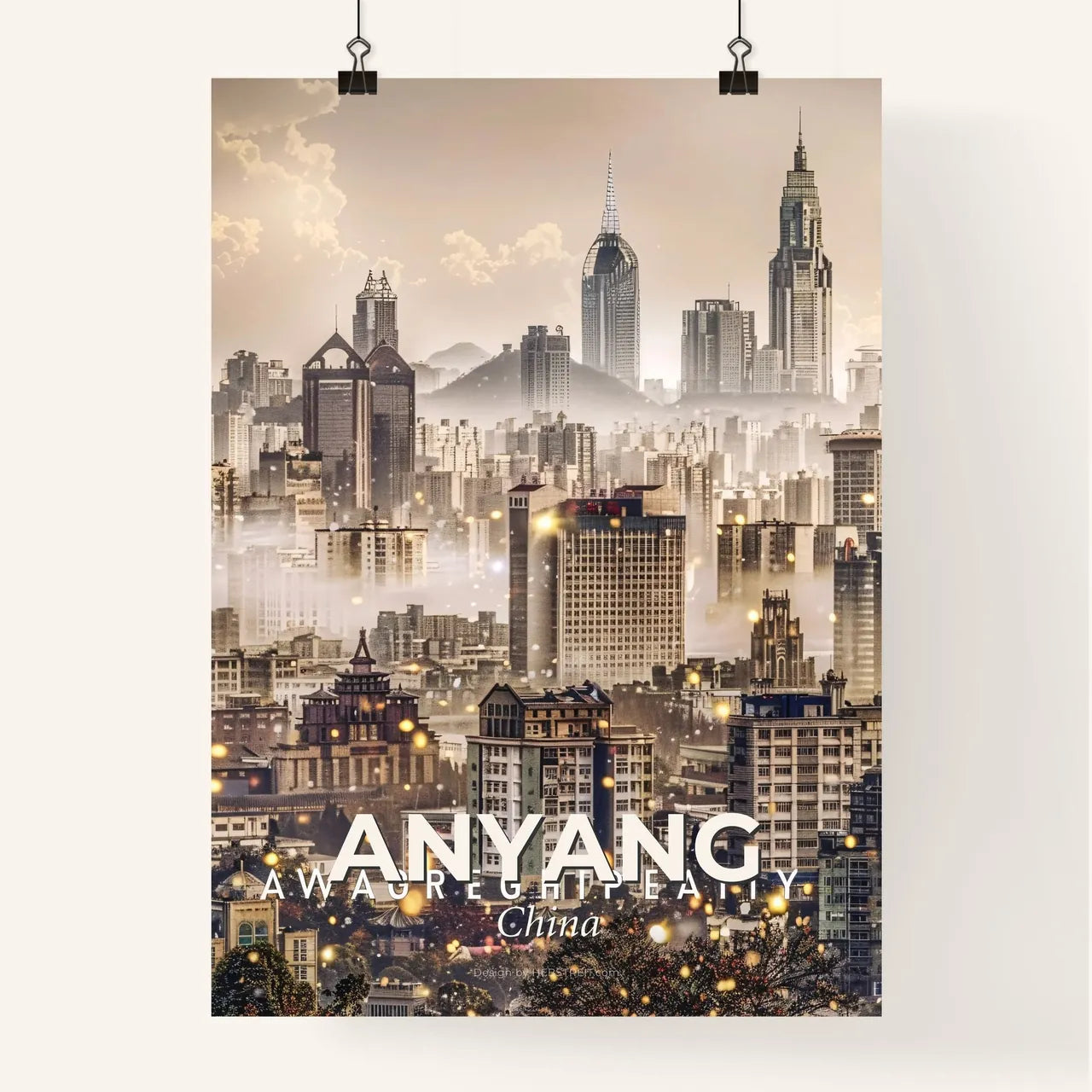Anyang Skyline Icons Bright Composite Poster Poster
