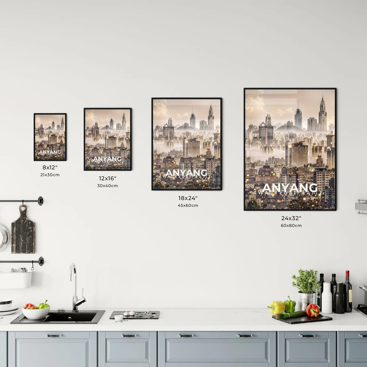 Anyang Skyline Icons Bright Composite Poster Office Art